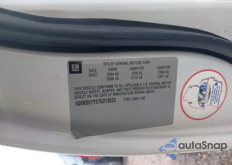 2007 Cadillac Dts Luxury I from USA, damaged, VIN 1G6KD57Y57U212520